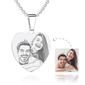 Heart necklace engraved with your photo